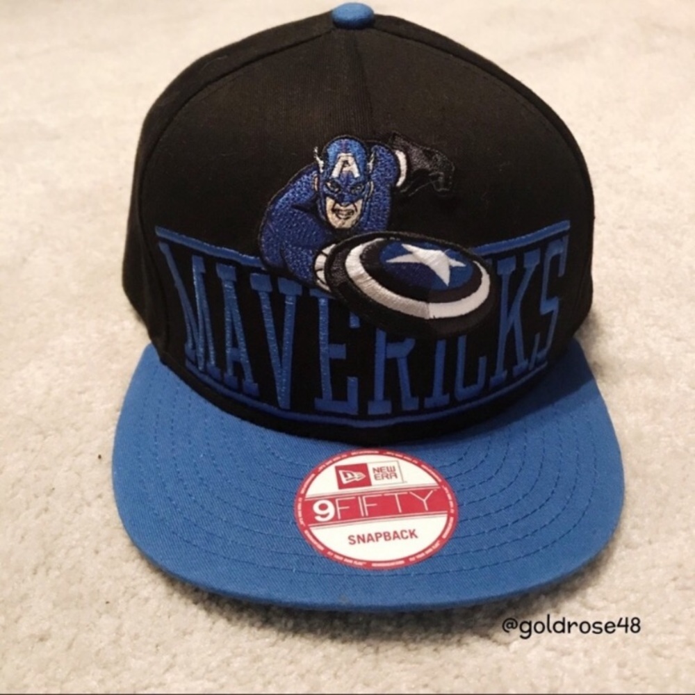 New Era Dallas Mavericks and Captain America snapback black and blue hat